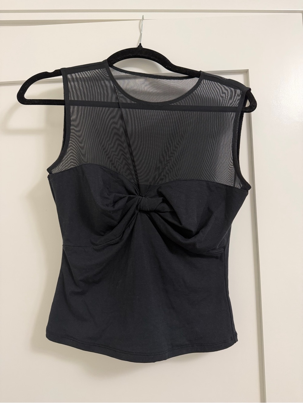Abercrombie & Fitch Black Mesh Yoke Knot-Front Tank